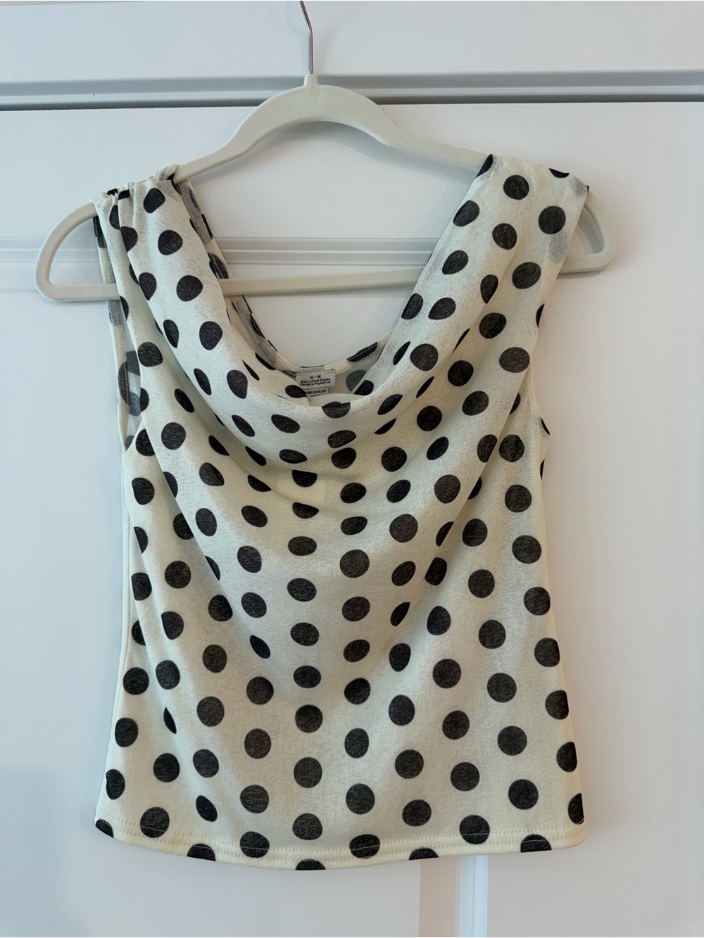 Kimchi Blue Cream Polka Dot Sleeveless Cowl Neck Top